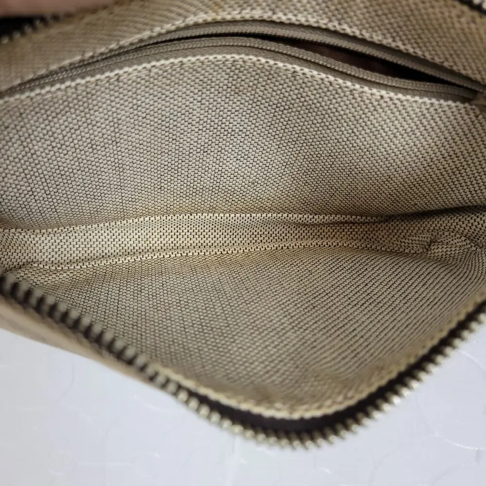 Vintage Dooney & Bourke Womens Baguette Bag One Size Brown Monogrammed Mini Zip